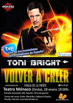 Actuación del mentalista Toni Bright en el Teatro Mónaco de Onda
