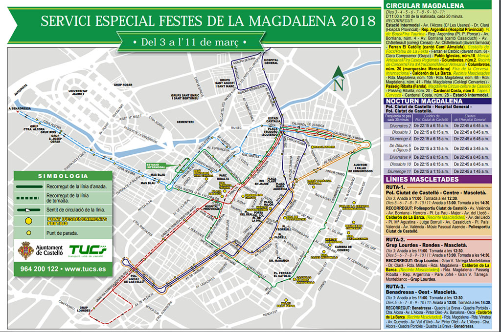 Mapa de transporte público durante la Magdalena 2018