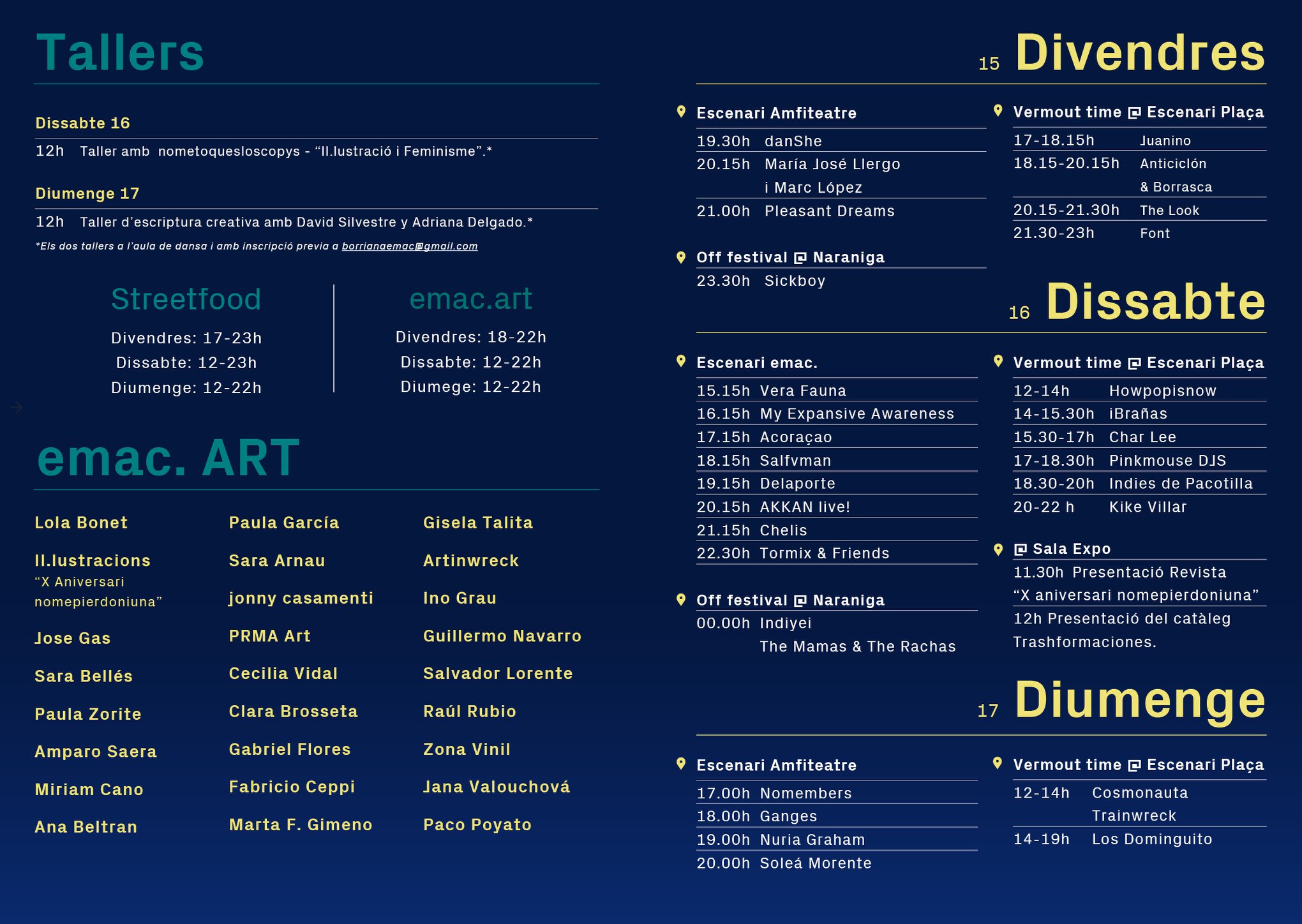 horarios emac 2019