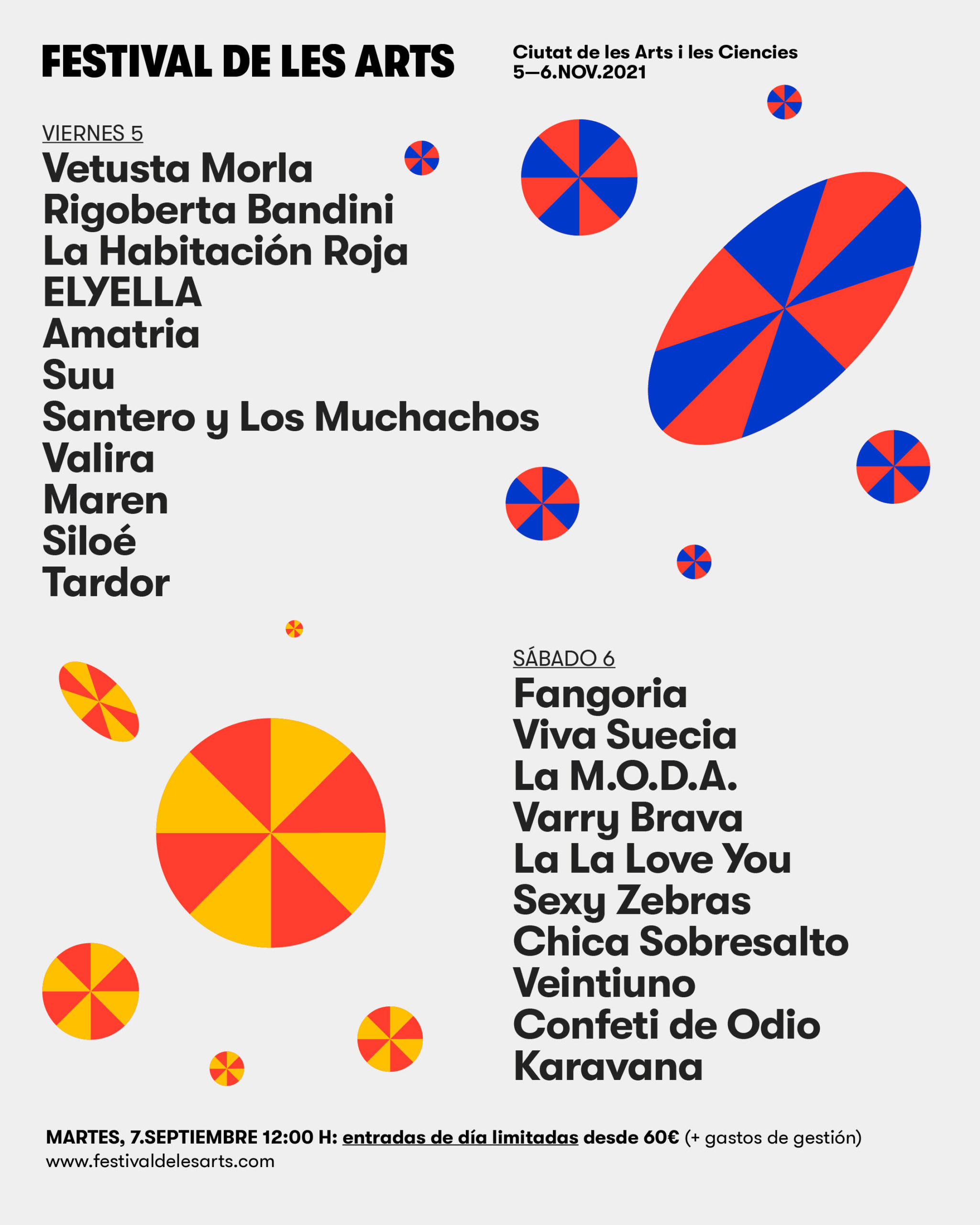 Confirmación de Artistas y Entradas de Día a la Venta  Festival de les Arts 2021