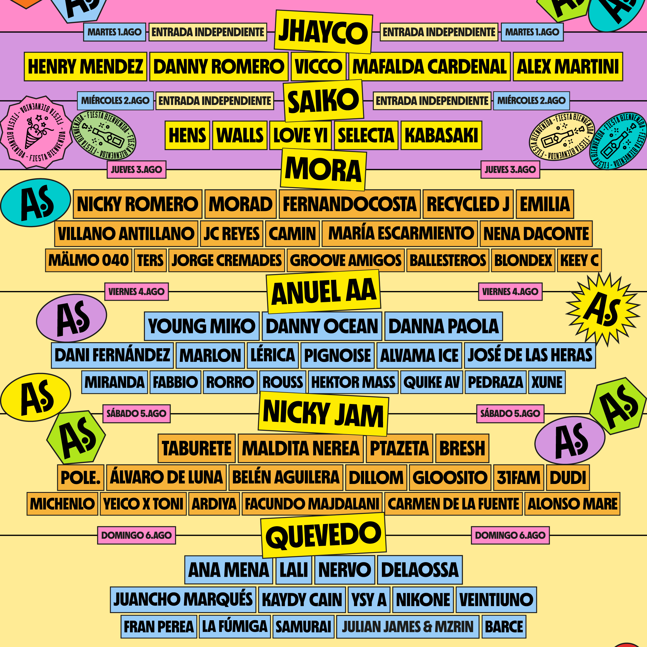 Arenal Sound: Mora, Anuel AA, Nicky Jam, Quevedo, Jhayco, Saiko