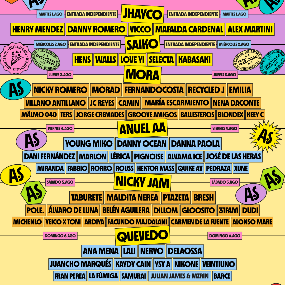 Anuel AA, Young Miko, Danny Ocean, Danna Paola, Dani Fernández