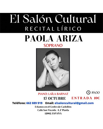Recital lírico de la Soprano Paola Ariza y la pianista Laila Barnat